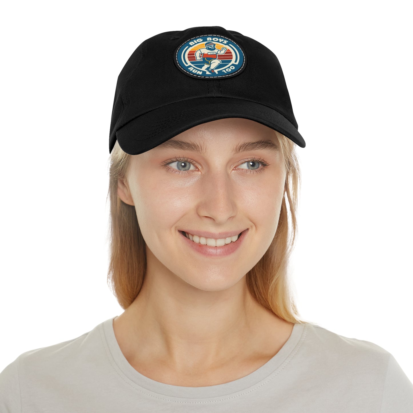 Big Boys Run Too Hat with Leather Patch (Round) (Adjustable Strap)