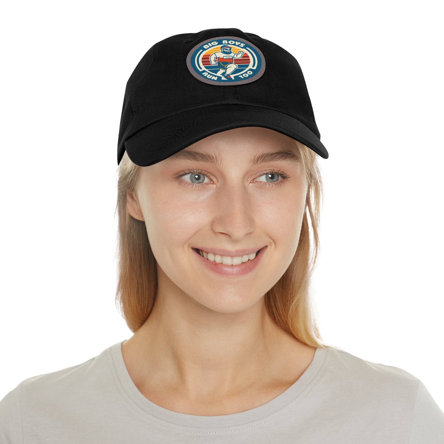 Big Boys Run Too Hat with Leather Patch (Round) (Adjustable Strap)